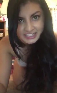 Girl rubs her tight shaved pussy till orgasm