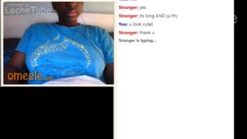 Omegle live busty black masturbates with stranger on webcam