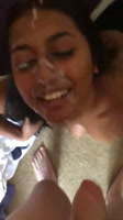 Strong interracial facial with this young Latina