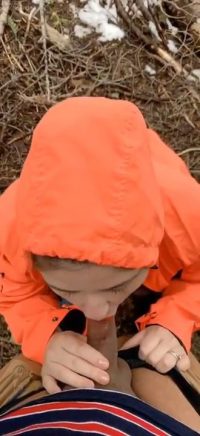 Girlfriend sucking cock outdoors