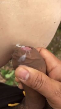 Gay men masturbate outdoors