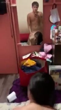 Big booty asian fucked doggy in mirror