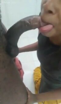 Ebony BBC blowjob and swallow in public place