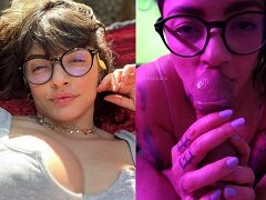 Julice mamando y haciéndole la paja al novio