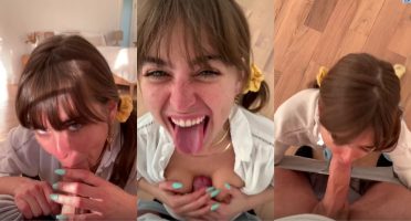 Pigtailed Riley Reid Loves Gagging On That Schlong